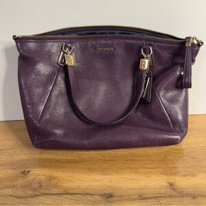 Coach Deep Plum Leather Satchel/Crossbody with two hang tags, EUC